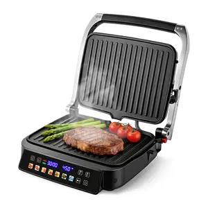 1500W 7-in-1 Electric Contact Grill - Panini Press with 180° Flat Open Design, Removable Non-Stick Plates, LED Touch Control, Dishwasher Safe
