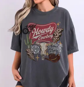 Comfort Colors Western Collage Graphic Tee, Country Tee, Vintage Cowboy Skull Disco T-Shirt
