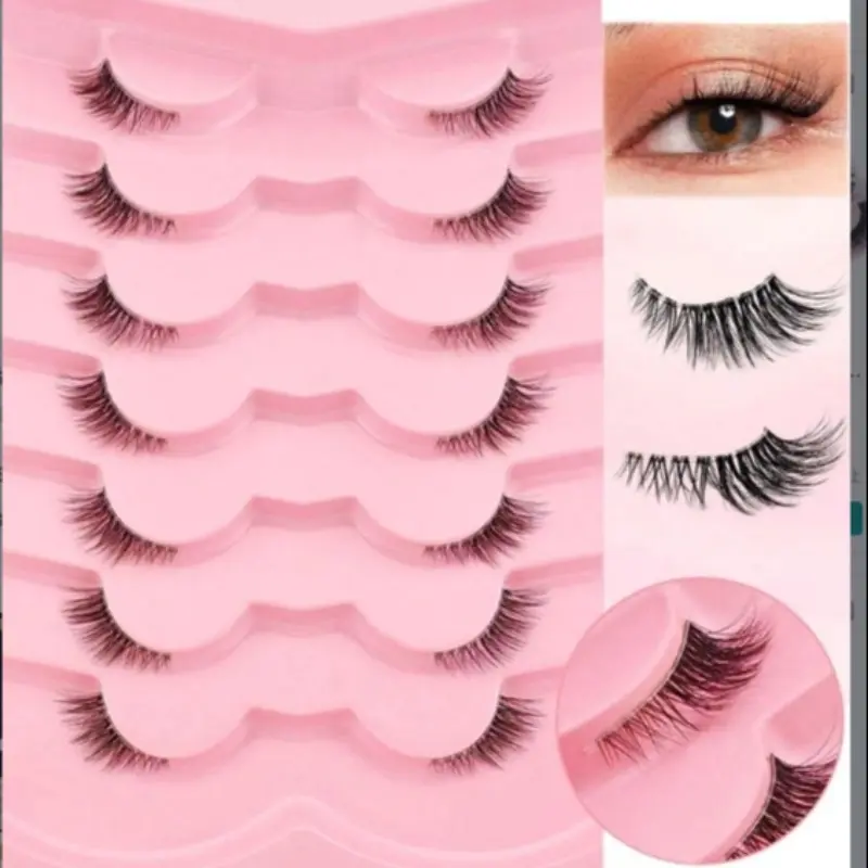 7 Pairs Transparent Half Eye Cat Eyelashes, Fluffy False Eyelashes, Natural Wispy Lashes, Natural Thin Soft Fake Lashes, Lightweight Look, Easy Application, Perfect for Daily Wear