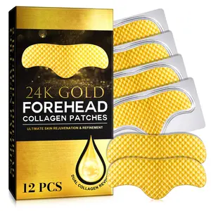 YECUCE 24K Gold Forehead Patches, Collagen Forehead Lines Mask, Skincare, Forehead Frown Pads with Collagen-12 Pcs