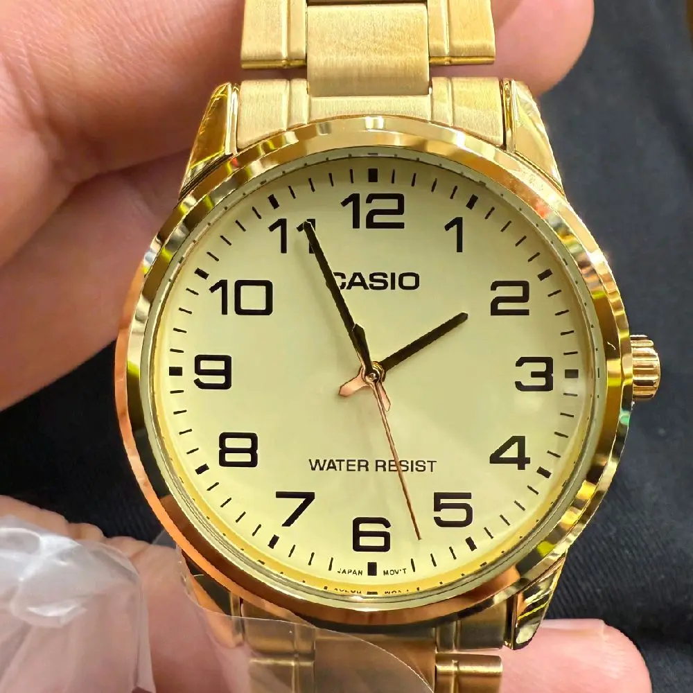 MTP-V001G-9B New Casio All gold stainless steel  elegent Men' s watch