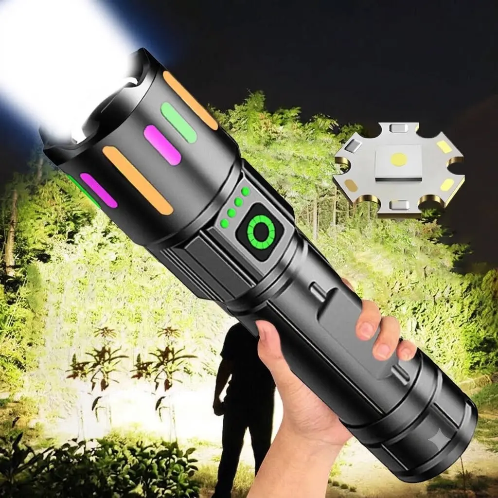 350000000 Lumen Super Bright LED Tactical Flashlight Rechargeable LED Work Light
