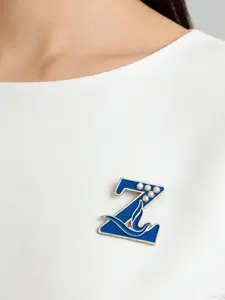 Pearl ZPB Sorority Fine Jewelry Zeta Blue Enamel Greek Letter Z Dove Brooch Pin for Bridal Weddings Engagements Gift Versatile