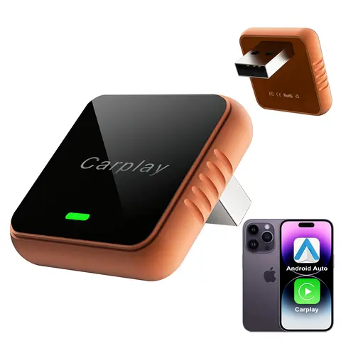 2026 New Orange Mini 2-in-1 Wireless USB Adapter - CarPlay/Android Auto Compatible, Lightweight & Portable Car Audio Accessory, Fast Connect, Fast Charge, Hands-Free Calls, No Lag, Auto Reconnection, Enhanced Experience for iPhone/Android