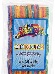 MDM Mini Obleas Arcoiris Wheat Flour Wafers 1.76 Oz 50G Delightful Snack Perfect for On-the-Go Treats