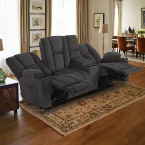 Power Reclining Sofa with Heat and Massage, Fabric 6035
