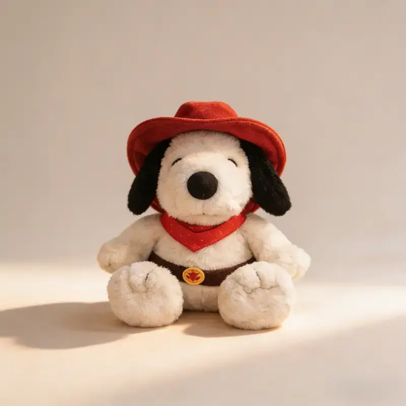 Snoopy Western Cowboy Series Sitting Posture Plush Doll, Cute Cartoon IP Peripheral Stuffed Toy, Perfect Gift for Kids Girls Fans, Kawaii Desktop Ornament for Home Office Decor,Birthday Gift Holiday Gift (1pc)Summervibes