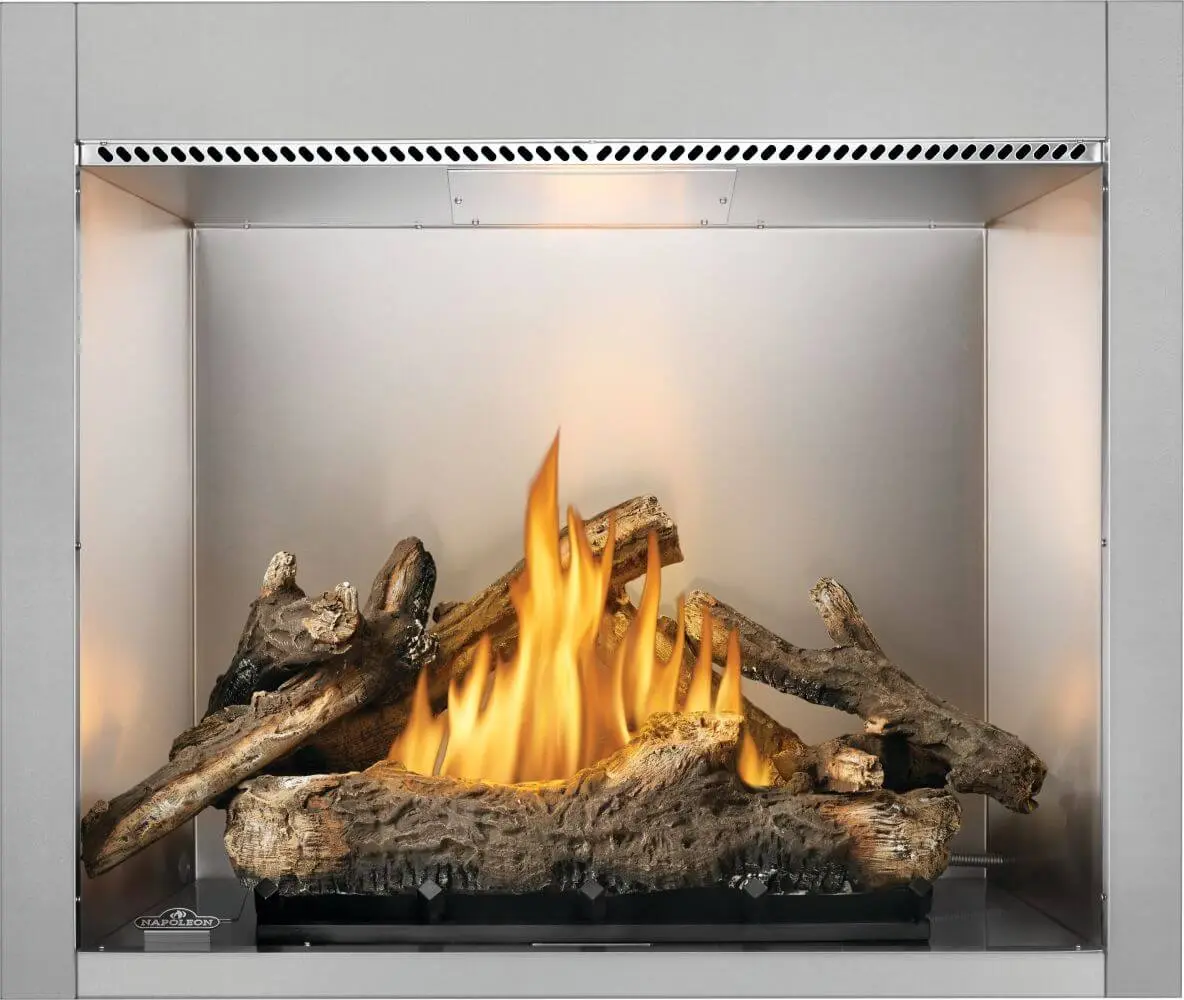 42-in Outdoor Gas-Powered Fireplace - Contemporary Riverside Deck Patio Heater, High-Quality Gas Operation, Flame Control System, Long-Lasting Durable Low-Maintenance Home & Garden Accessory, Minimal Tools Setup