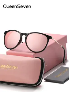 Queenseven Unisex Casual Full Frame Polarized Sunglasses Uv400, Round Frame Outdoor Party Sun Glasses, All Seasons Fashion Accessory