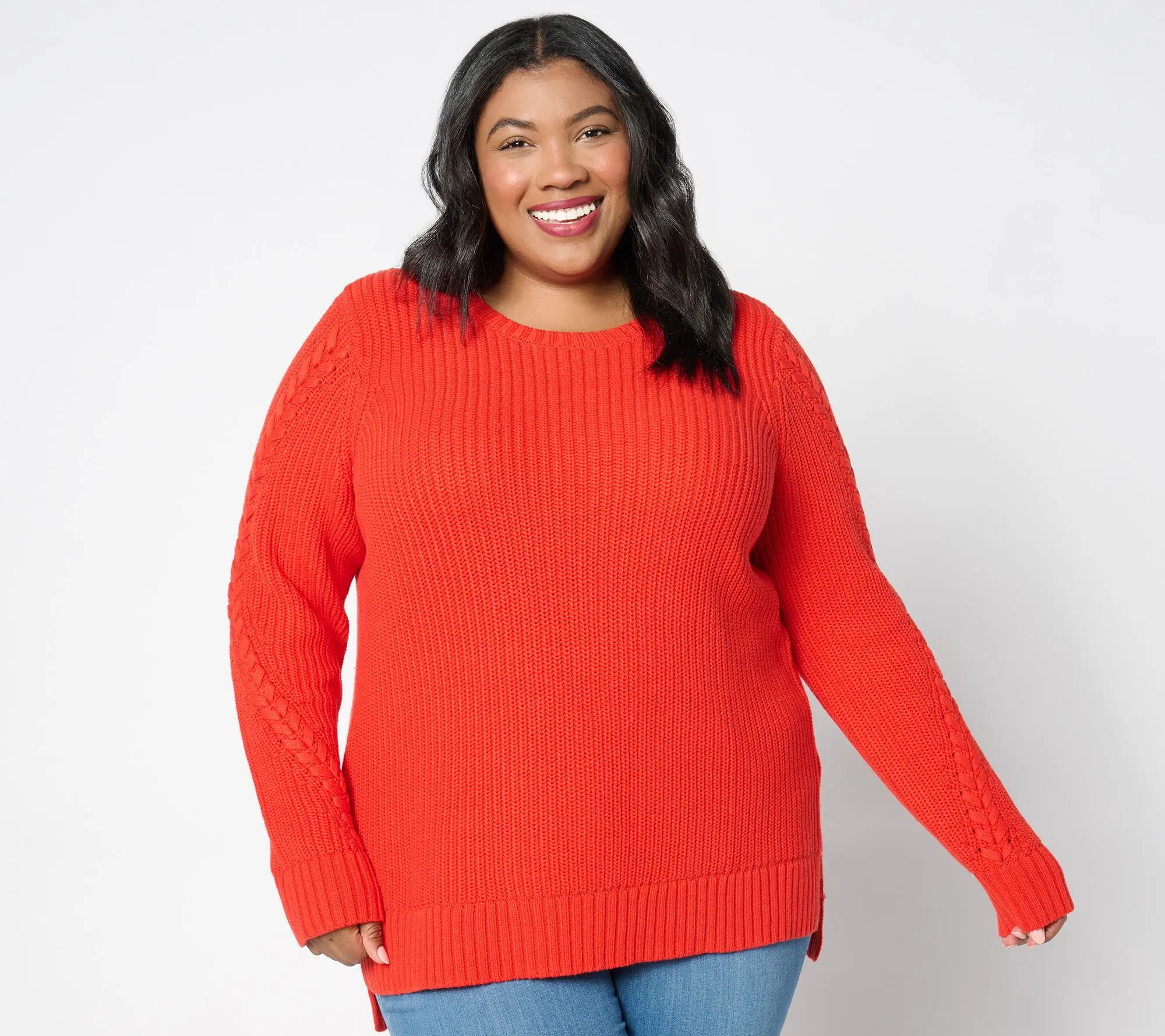 Peace Love World Crew Neck Sweater with Laceup Details