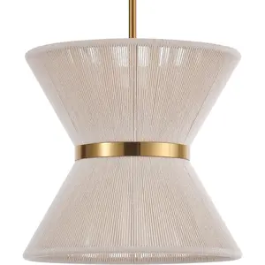 Hand Woven Boho Pendant Light Coastal Mini Modern Chandelier Adjustable Transitional Minimalist Pendant Lighting Fixtures for Kitchen  Dining Room, White, Dia 12.2", UL Listed