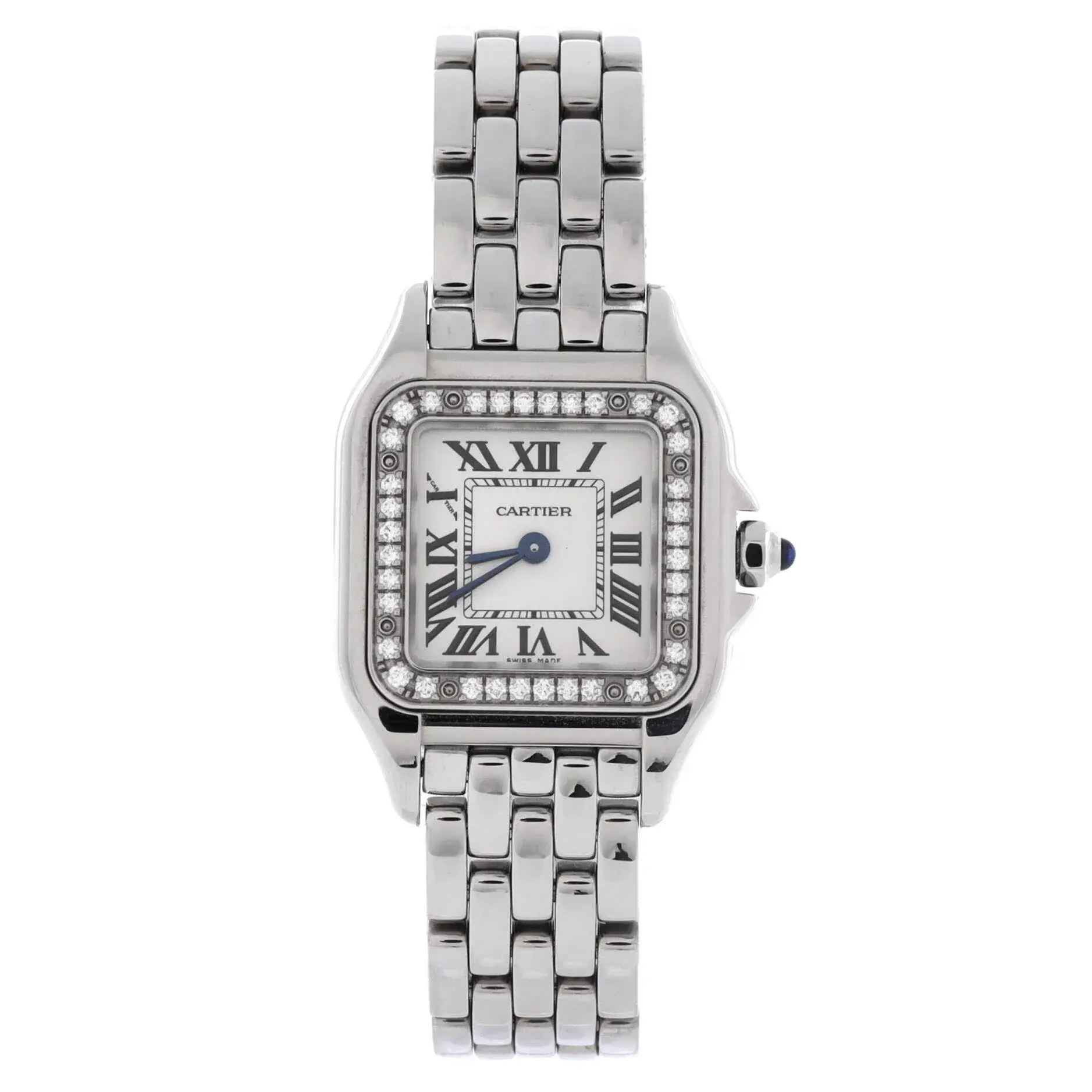Pre-owned Cartier Panthere de Cartier Quartz Watch Stainless Steel with Diamond Bezel 22 by Rebag