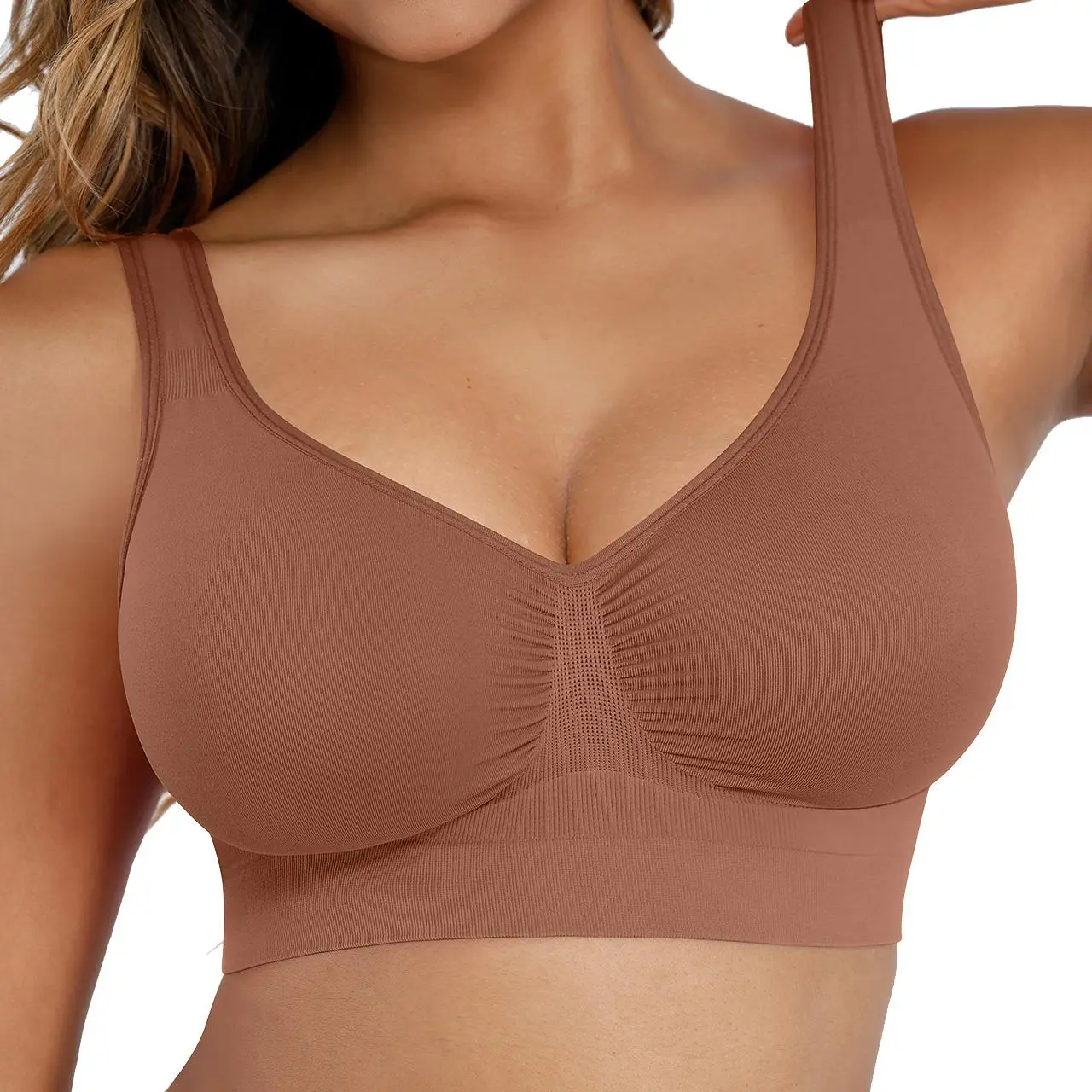 FeelinGirl Wireless Bra Women's Seamless Full Coverage Bra Cozy Wide Shoulder Strap Wireless T-Shirt Bra Comfortable Fit Everyday #SummerVibes