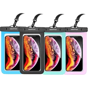 4 Pack 8.5" Waterproof Cell Phone Pouch - Underwater Dry Bag Case Lanyard - Water Proof Clear Holder Protector for iPhone Samsung Galaxy S25 Ultra Note for Beach Swimming - IPX8 Certified