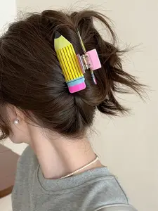 Women's Pencil Shape Hair Clip Acrylic Durable Easy Maintenance Fun Twist Cartoon Headband Cute Shark Clasp Colorful Puzzle Hair Accessory for Daily Use Daily Wear Valentine's Gift