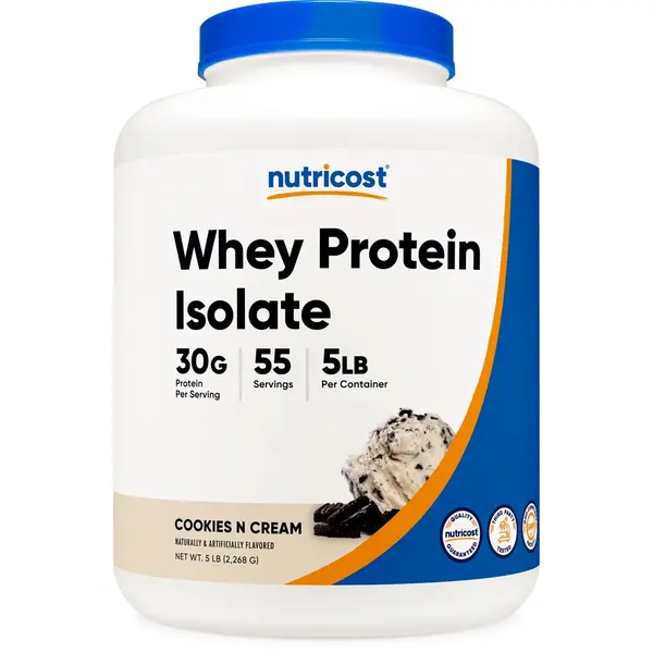 Nutricost Whey Protein Isolate Powder - Cookies N Cream Flavor, 5LB Fitness Supplement for Adults with Amino Acids, Minerals, Sucralose & Muscle Support, Muscle Recovery Protein Powder, Wheat