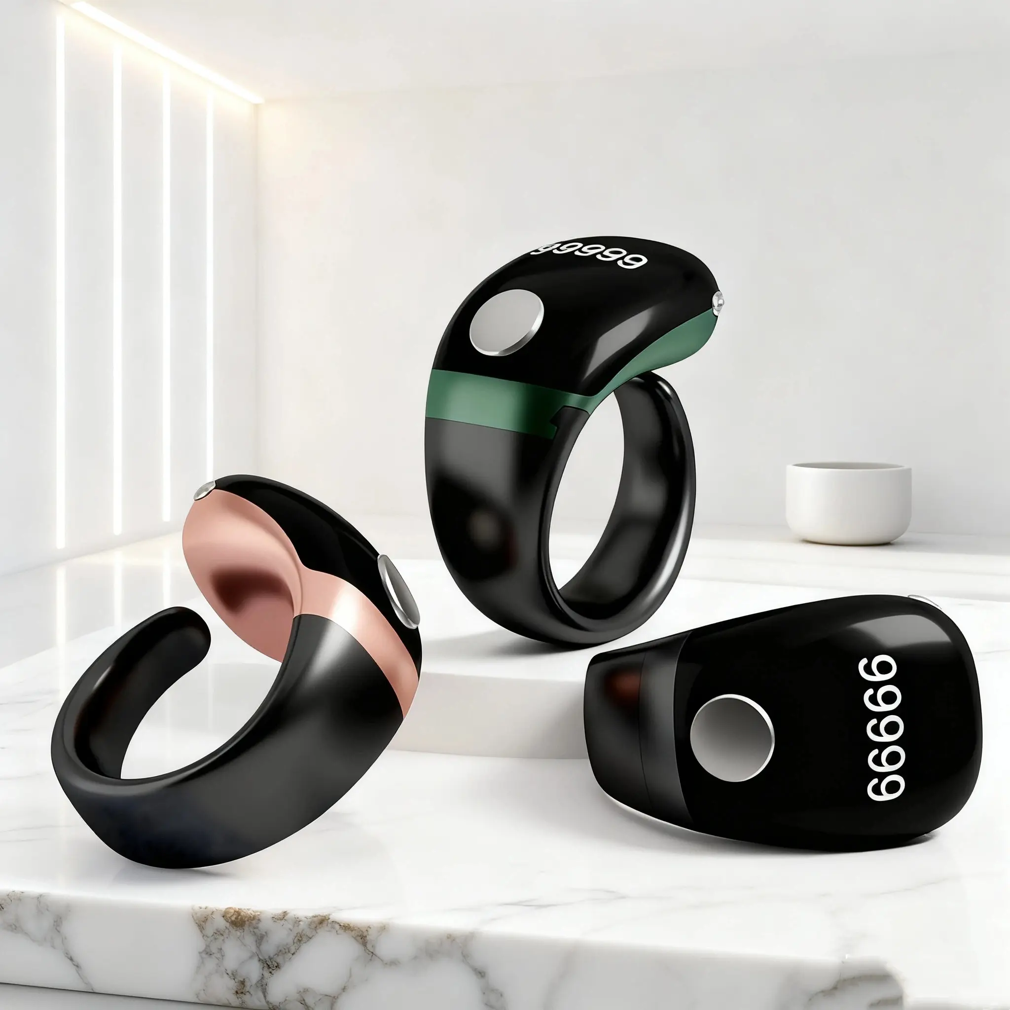 Smart Counting Prayer Ring, APP Precision Reminder, Waterproof Button Design, Long Lasting Battery, Suitable for Daily Worship, Rechargeable Smart Ring