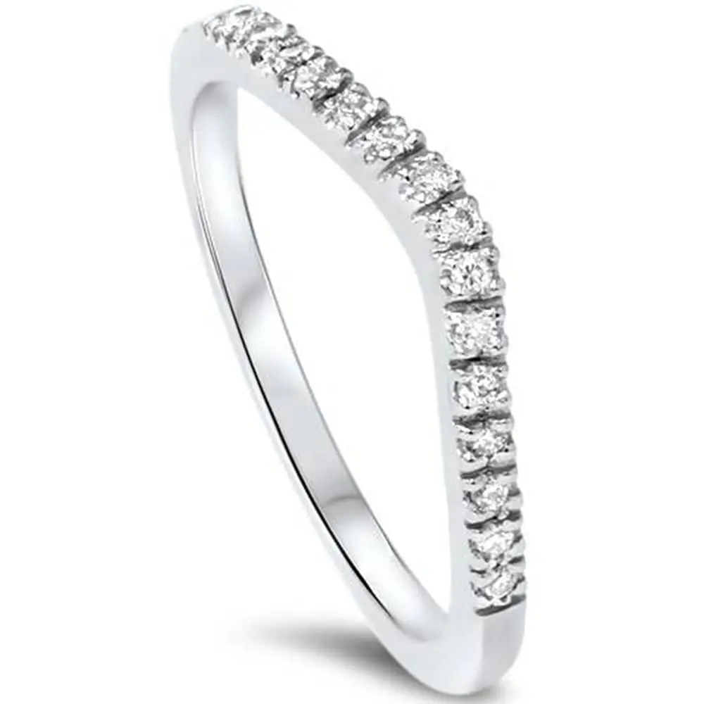 1/8ct Curved Diamond Wedding Ring 950 Platinum Lab Grown