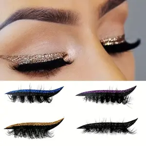 4-Pair Glitter Self-Adhesive Eyeliner & False Eyelash Set: Waterproof, Glue-Free, Easy To Apply & Remove. Perfect for Party & Stage Makeup. An Ideal Gift for Christmas, Valentine's Day & Birthday.