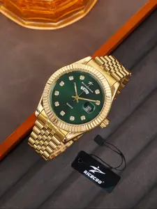 RICECGO 1pc men's quartz watch, Luminous Fashionable High End Watch, water brick decoration, round dial, large dual calendar function, wide daily use, gift box, birthday or special occasion gift