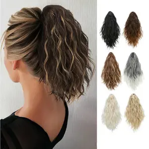 VASILIA Women's Short Curly Ponytail 12-inch/18-inch Synthetic Hair Ponytail Extension Clip-On Curly Wavy Hair Accessory Lightweight Ponytail Add-On Effortlessly Switch Up Your Style Adds Volume and Length Improves Thin Hair Texture