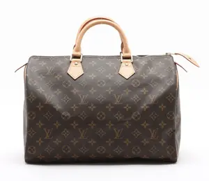 Pre-owned Louis Vuitton Coated Canvas Tote Bags Bag Handle Top Speedy 35 Monogram Canvas Handbag with Brown Leather Handles and Gold Hardware =%2= shoulder=%2= =%2= strap=%2=
