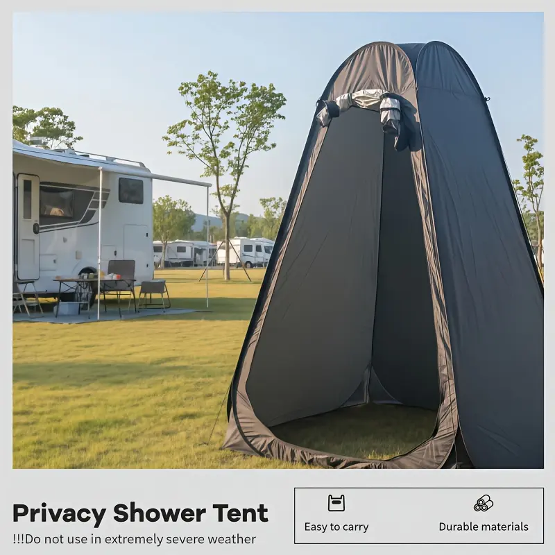 Portable Waterproof Outdoor Shower Tent, Quick-Setup Privacy Tent for Camping, Weatherproof Fabric Compact Foldable Design, 1pc for Beach & Fishing, Available in Black & Camouflage, Waterproof Fabric, Camping Accessories, Travel Accessories, 1-3 People, I