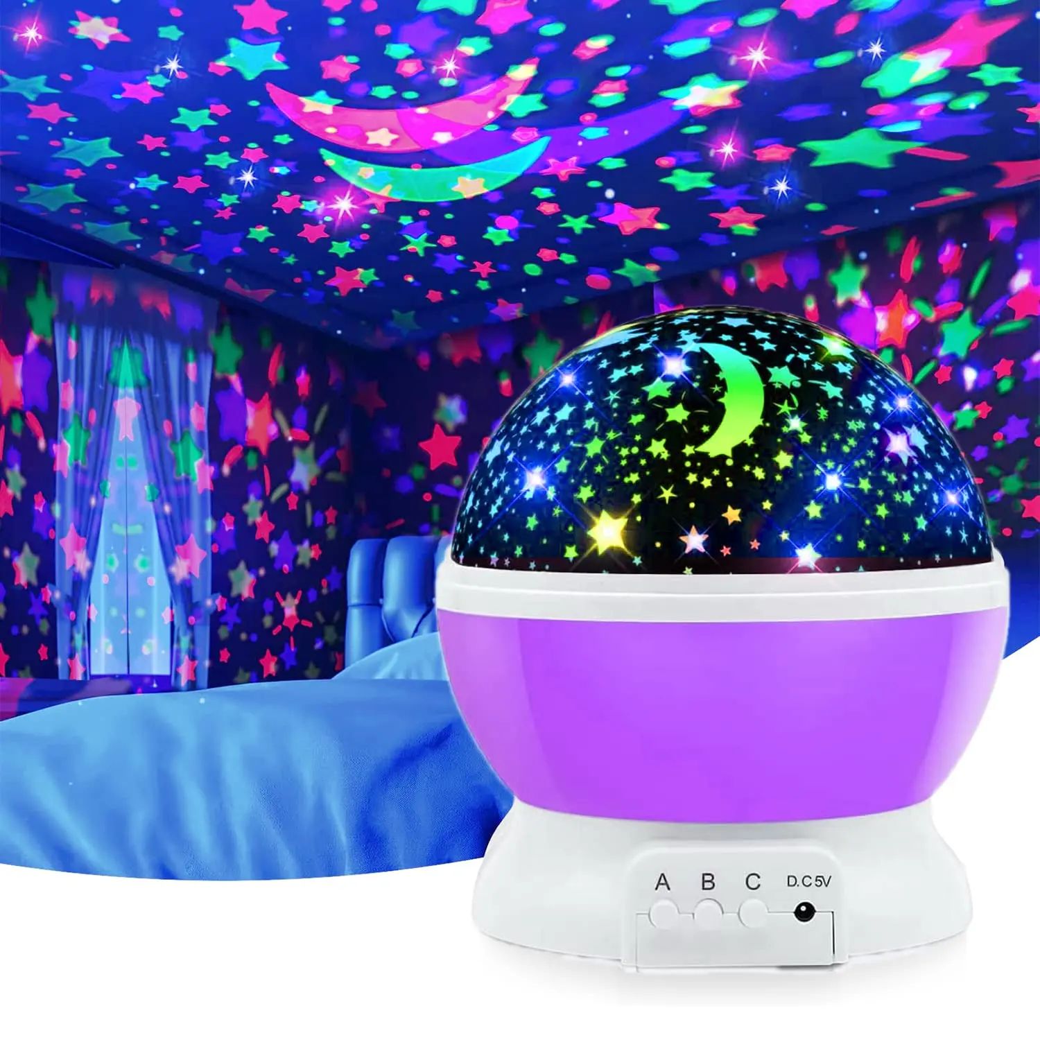 Rotating Dome Star Projector Night Light - Quiet Dual-Mode Office Presentation Supply with Decorative Lighting, LED Accent, Sensory Toy Ideal Gift for Autistic Kids 1-10