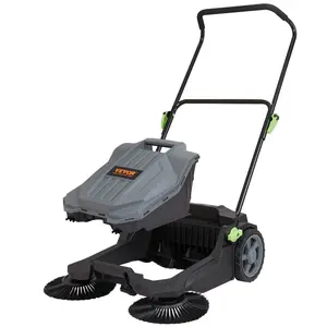 【Summervibes】VEVOR Walk-behind Hand Push Floor Sweeper,  , 25.6" Sweeping Width Floor Sweeper Manual Non-Electric, 5-Gallon Waste Container, Angle & Height Adjustable Folding Handle for Walkway, Yard, Garage, Patio  VEVOR Super Brand Day