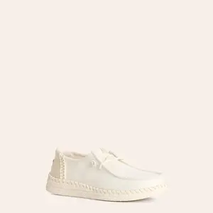 Hey Dude Women’s Wendy White Espadrille Woven Lace Up Moc Toe Casual Shoes