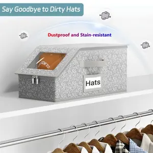 Baseball Cap Storage Box,Collapsible Storage Bin, Folding Storage Box,Foldable Hat Organizer with Labels, LargeCapacity for Home Travel and Closet