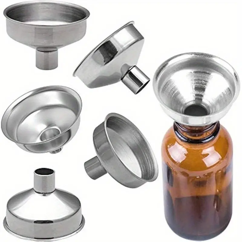 Stainless Steel Mini Funnel Set, 6 Counts Multipurpose Mini Funnel, Spill-free Design No Mess Funnel for Liquor, Perfume & Spice Transfer, Kitchen Utensils & Gadgets, Kitchen Accessories, Kitchen Tools And Gadgets, Home And Kitchen
