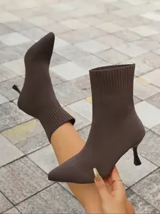 Women's boots, socks, booties, women's stiletto pointed heels, stretch-knitted boots, slim legs, spring and autumn boots, comfortable women's high heel boots, fashionable boots, a must-have for gifts