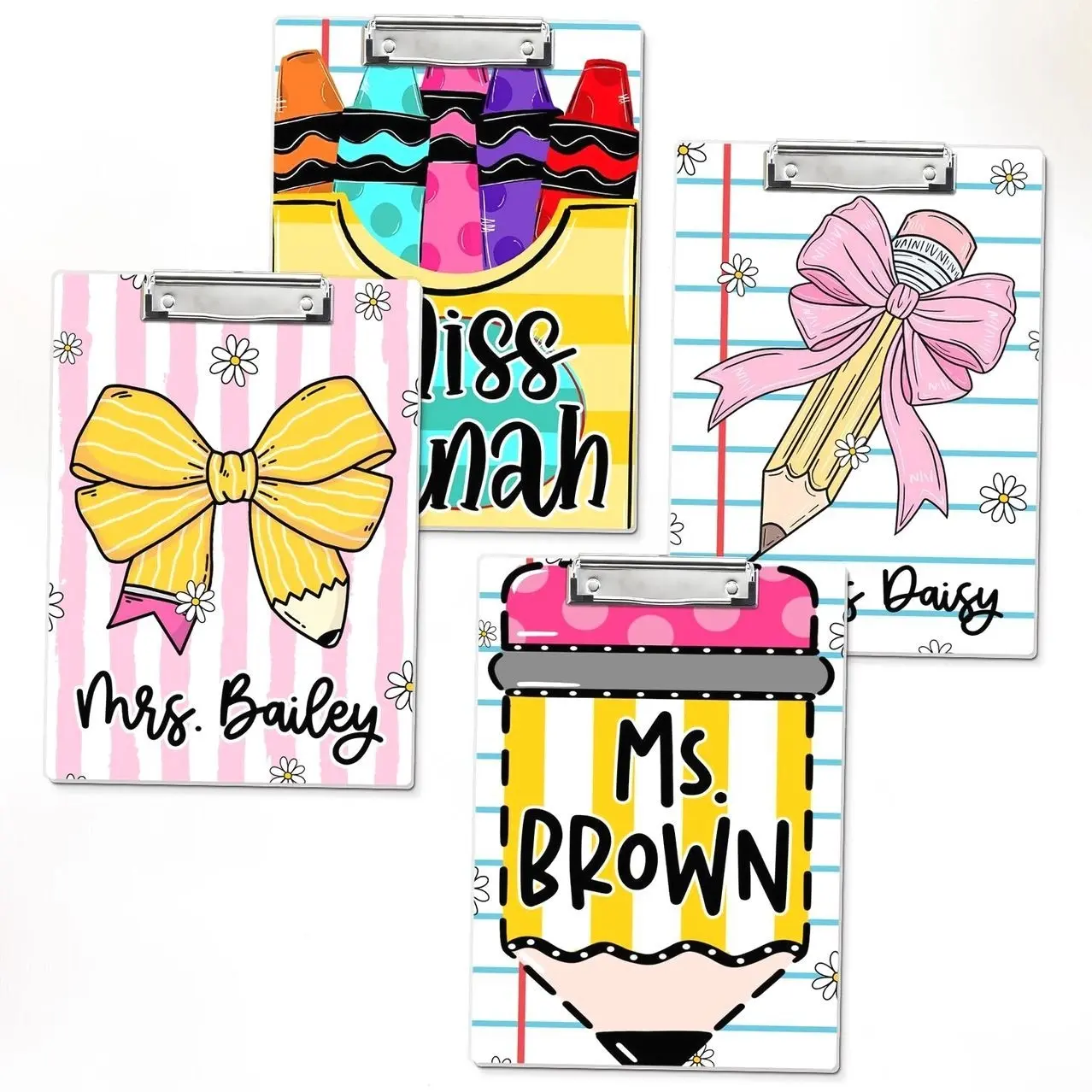 4 Styles Custom Teacher Acrylic Clipboard, Personalized Name, End of School Gift