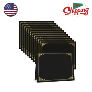 Certificate Holders, 12 Pack Black Diploma Holders with Gold Foil Border, Certificate Covers for 8.5 x 11 Inch