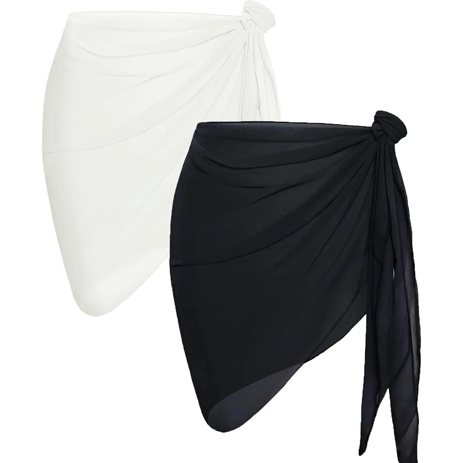 Women's Sheer Sarong 2-Pack, Bikini Cover Up & Bathing Suit Wrap Skirt for Beach, Includes Swimsuit Gift, Sheer Fabric, Gift (Comes With Every Order), Includes Swimsuit-Related Gift