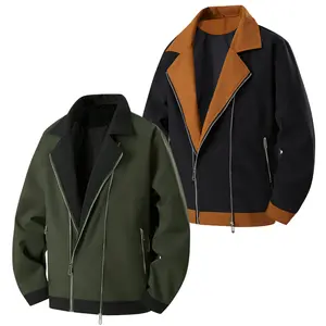 Biker-Style Asymmetrical Zip Jacket with Contrast Lining & Structured Collar Design