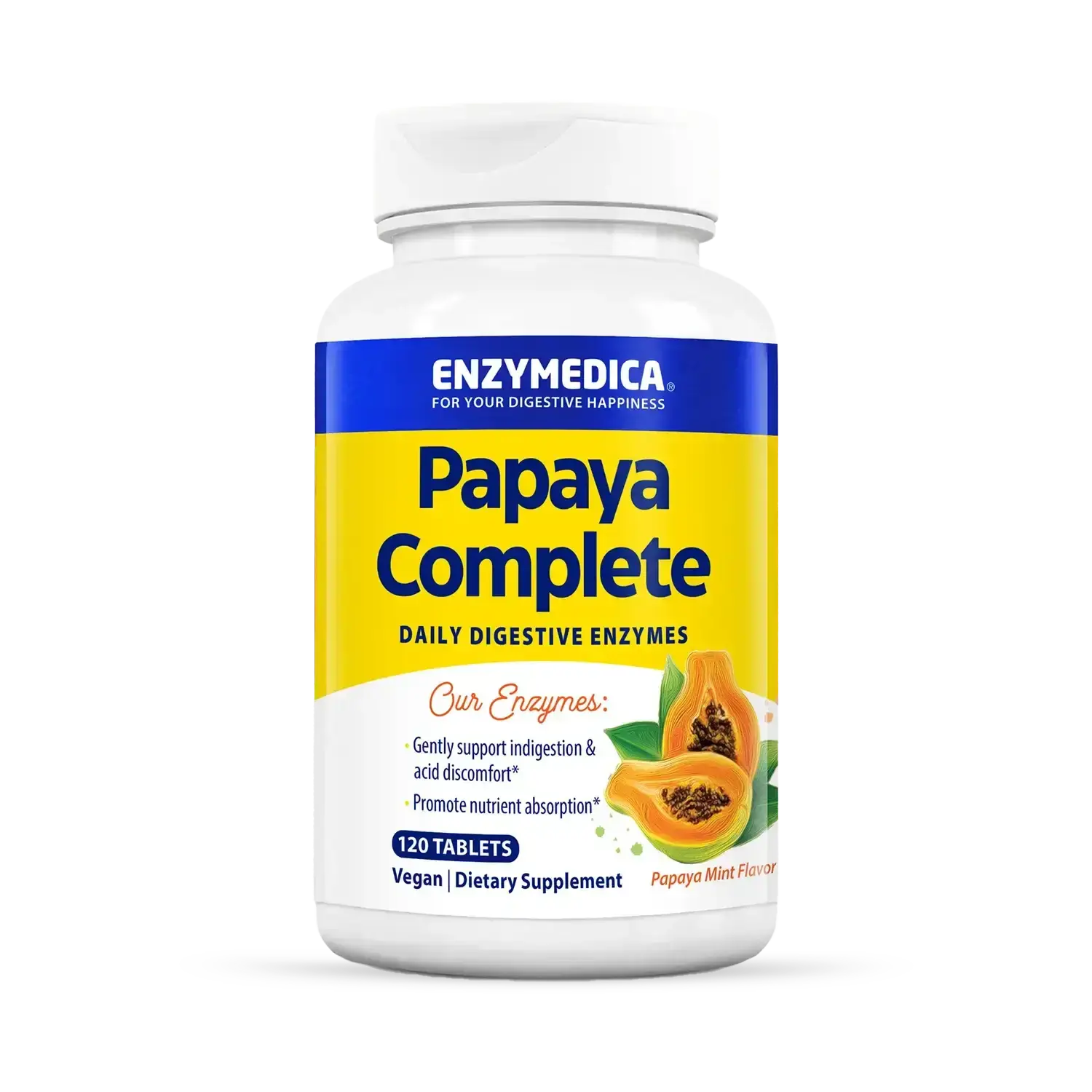 Enzymedica Papaya Complete - Papaya Enzymes Chewable, Digestive Enzyme Supplement for Women and Men, Digestion & Gut Health Support, High Potency Bromelain & Papain, Vegan, Gluten Free