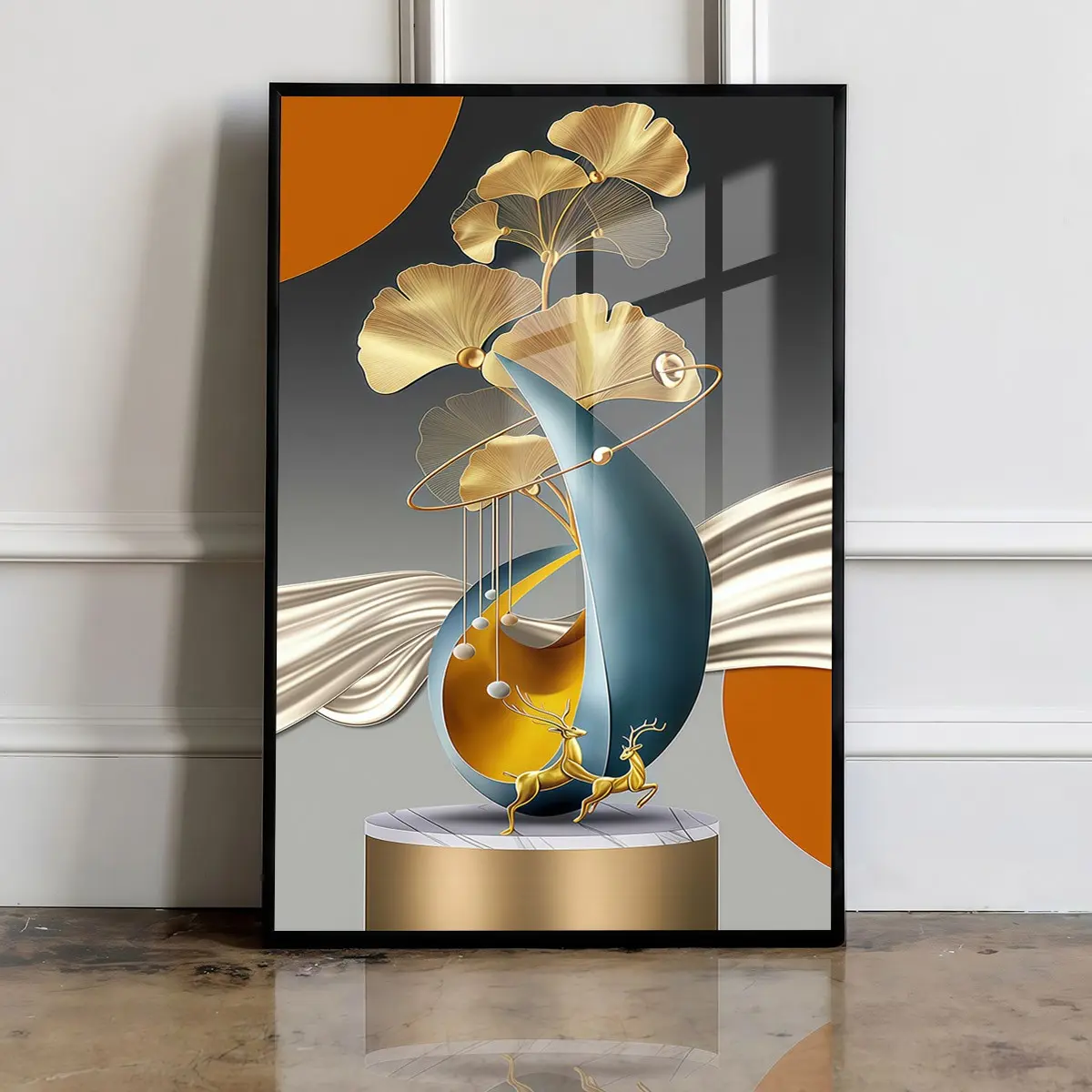 1-count aluminum alloy frame canvas, modern light luxury geometric abstract decorative poster, high-end living room entrance wall decoration, modern room bedroom decoration, fashionable family poster art, waterproof art, Modern Abstract Design, Artistic