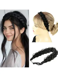 Braided Hair Extension Band, Soft Handmade Hairband, Suitable for Daily Wear and Weddings, Medium Length Straight Hair, All Seasons