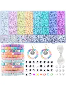 Colorful Beads & Letter Beads & Elastic Thread & Lobster Clasps & Jump Rings & Beading Needles & Scissors, DIY Jewelry Making Supplies, Bead Assortment