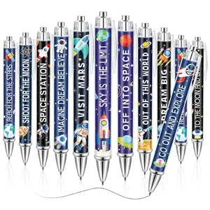 12 Pcs Space Ballpoint Pens, Astronaut Pens, Bulk Galaxy Retractable Ballpoint Pens, Starry Sky Gel Pens, Smooth Writing Pen for Solar System Planets Party Favors, School Classroom Office Supplies