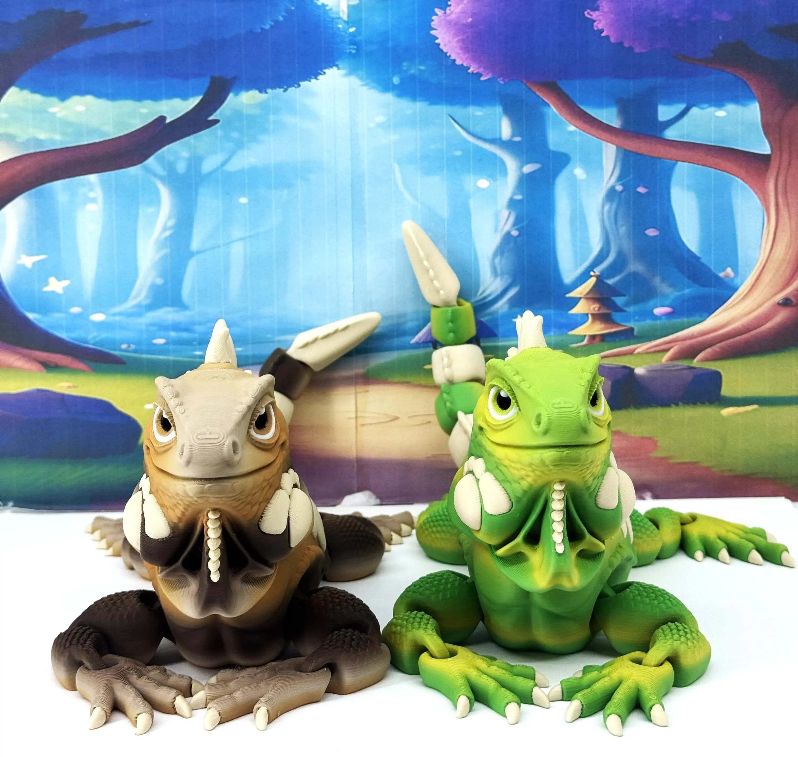 2pcs 12in 3D Printed Articulated Iguana Fidget Toys - Poseable Figures, Indoor Stress Relief Toy, Developmental Classic Novelty Item, Adorable and Unique Gift