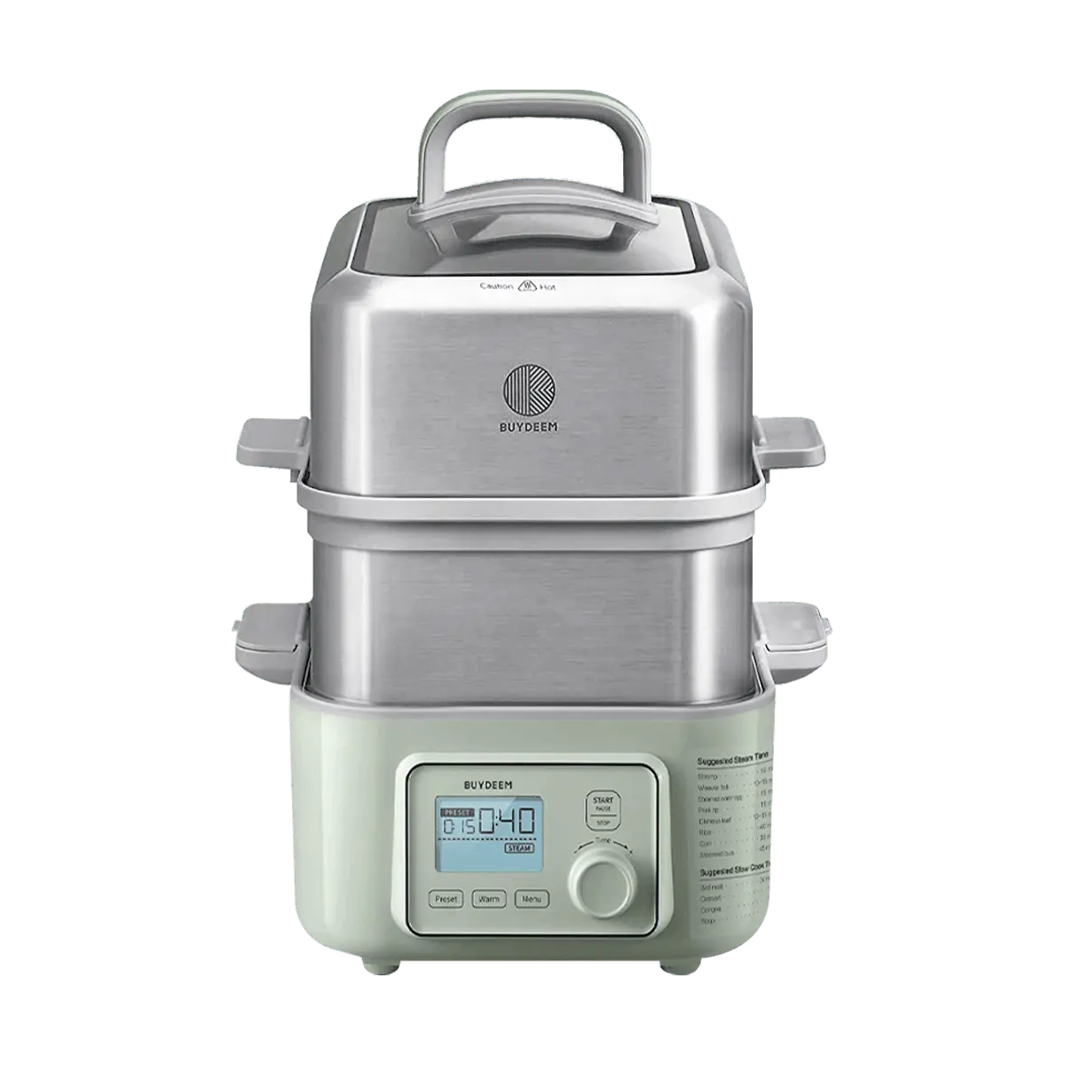 BUYDEEM 10L Electric Steamer with Dual Layer Steaming Basket - Smart Timer & Rapid Steam - Perfect for Home Cooking