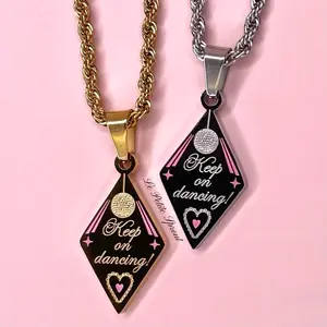 Keep on Dancing Double-Sided Necklace jewelry women pink pendant fashion necklace