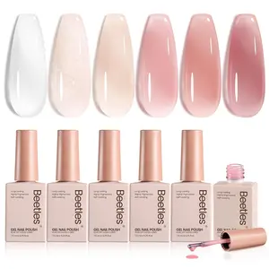 Beetles Manicure All-Season Jelly Gel Nail Polish Set,  Neutral Shimmer Translucent Sheer Gel Soak off Uv Nail Concealer Nail Art Manicure Gift for Women Gloss Clear Cosmetic Mother's Day gift Spring Nail Taste of Spring Summer Nail Vacation Nail