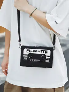 Men's Asymmetrical Business Shoulder Bag, Crossbody Bag, Commuting Bag, Plain Swiss Dot Design, Adjustable Strap, Perfect for Daily Use & Travel