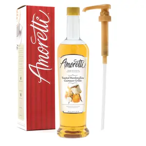 Premium Toasted Marshmallow Syrup - 94 Servings Per Bottle (750 ml), Perfect for Flavoring Coffees, Cocktails, and other Beverages, Gluten Free, GMO/GEO Free, Preservative Free, Pump Included