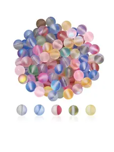 8mm Frosted Aurora Glass Beads, Mixed Color Glitter Round Beads, Bead Assortment, DIY Bracelet Necklace Earrings Jewelry Accessories