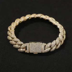 GAbriel 12mm Fully Iced-Out Cuban Link Chain, Hip-Hop StyleWith Cubic Zirconia Unisex JewelryPerfect as a Valentine's Day Gift